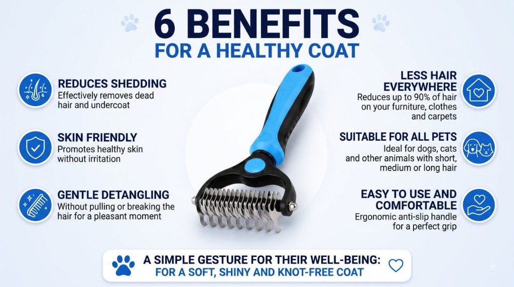 6 benefits for a healthy coat – Jelymax deshedding brush